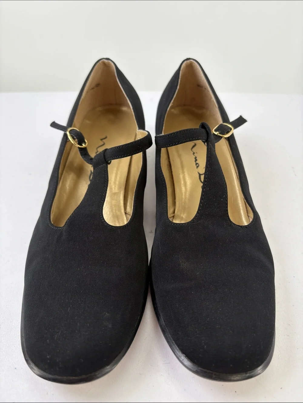 🐨 Nina Doll Black Mary Jane Low Heel Flats with Buckle Strap fabric upper